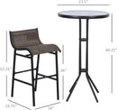 3 Piece Bar Height Outdoor Bistro Set For 2 With Tan Chairs For Outdoor Patio Use
