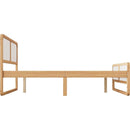 Modern Style Queen Size Solid Wood Platform Bed for Kids, Teens, Adults, No Need Box Spring, Walnut and White