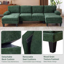 Forest Green 110 Inch U Shape Sectional Couch Double Chaise