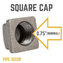 3/4 in. Black Square Cap