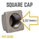 3/4 in. Black Square Cap