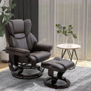 Brown Faux Leather Massage Recliner Chair With Ottoman