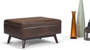Mid Century Distressed Chestnut Lift Top Coffee Table Ottoman