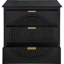3 Drawer Cabinet with Hollow-Carved 3 Drawer Dresser Storage Chest with Metal Handles For Entryway Living Room Bedroom