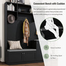 ON-TREND Elegant Design Hall Tree with Comfort and Storage Solutions, Functional Hallway Shoe Cabinet with Bench&Cushion, Modern Coat Rack with Hooks for Entryways, Black (OLD SKU: SD000026AAB)