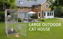 Catio Large Wooden Cat House Outdoor Indoor Cat Enclosures On Wheels, Wooden Kitty House Shelter Outside with Resting Box, Waterproof Roof (Grey, 31.5' D x 36.6' W x 71' H)