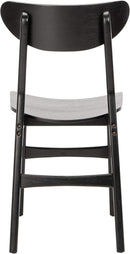 Retro Black Wood Dining Chair Set Of 2 For Home Dining