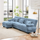Luxury Modular Sectional Sofa Couch,Oversized L Shaped Cloud Couch for Living Room,Deep Seat Sofa Couch with Convertible Ottoman,Chenille Blue