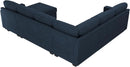 Blue Velvet U Shaped Sleeper Sofa With Pull Out Bed