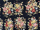 Palace Size Needlepoint Rug 12x16, Black and Colorful, Floral Panel, Handmade Oversized Wool Needlepoint Carpet, Rare