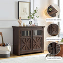 Coffee Bar Cabinet, Kitchen Storage Cabinet, Modern Farmhouse Buffet Sideboard and Adjustable Shelf, Barn Door Accent Cabinet for Kitchen, Dining Room, L38''*W15.35'*H35' Espresso