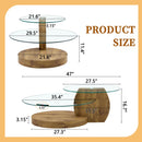 Modern Natural Wood Grain Double Layer Coffee Table - Versatile Design, Multiple Colors, MDF and Reinforced Glass