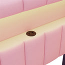 Upholstered Twin Size Platform Bed with USB Ports and LED Belt, With 2 Drawers, Pink