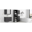 Tall Bathroom Storage Cabinet, Freestanding Storage Cabinet with Drawer and Adjustable Shelf, MDF Board with Painted Finish, Black