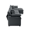 Grey Corduroy 3-Seater L-Shaped Sofa with Ottoman - Comfortable and Stylish for Small Living Rooms