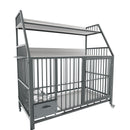 Large pet cage with storage rack, drawers with stainless steel food and water basins, double-layer storage rack made of iron frame and MDF material, sturdy, exquisite, and practical (black+smoke gray)