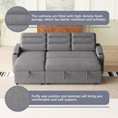MH83.5' Convertible Sleeper Combo Sofa, Convertible Sofa Bed Polyester Pullout Bed with Storage Recliner and Cup Holder for Living Room, Tight Spaces