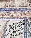 Semi Antique Persian Pictorial Rug 3'6" x 6", Angel Speaking to Prophet, Kork Wool on Silk Foundation, Detailed, Animals, Poetry, Wall Hanging Rug