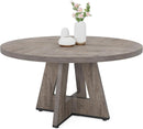 Round Dining Table 47 Inch Wood Farmhouse Grey Kitchen