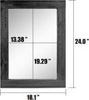 24x18 Inch Rectangle Black Wood Frame Wall Mirror With Attached Hanging Brackets Rustic Decor