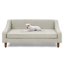 Modern Durable Elevated Dog Sofa Bed with Irregular Armrest Design, Comfortable Beige Foam Pet Sofa