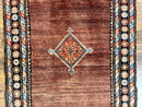 Antique Persian Rug 4x7, Sarab Tribal Wool Carpet, Brown and Multicolor, Handmade Wide Runner Rug 4 x 7, Open Field, Rainbow Border