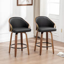 26 Inch Swivel Barstools Set of Two Black Leather