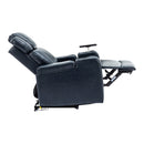 Blue PU Leather Power Recliner Theater Chair with Cooling Cup Holder, Bluetooth Speaker, LED Lights, USB Ports