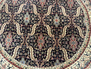 Round Indo Persian Rug 6x6, Indian Bidjar Rug, Navy Blue and Beige