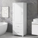 Tall Bathroom Storage Cabinet, Freestanding Storage Cabinet with Two Drawers and Adjustable Shelf, MDF Board with Painted Finish, White (Old Sku:WF312728AAK)