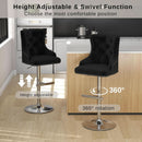 Elegant Velvet Bar Stool Set With Swivel Chrome Base