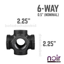 1/2 in. Prefinished Matte Black 6-Way Fitting