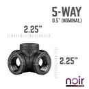 1/2 in. Prefinished Matte Black 5-Way Fitting