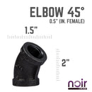 1/2 in. Prefinished Matte Black 45-Degree Elbow