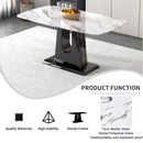 Table and chair set, modern and minimalist dining table, imitation marble patterned tabletop, MDF legs with U-shaped brackets. Paired with comfortable chairs, suitable for dining and living rooms.