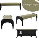 51 Inches Wide Linen Textured Emerald Ottoman Bench
