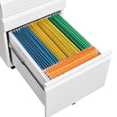 Modern 3-Drawer Mobile Filing Cabinet with Lock, White Metal Office Storage, Legal/Letter Size