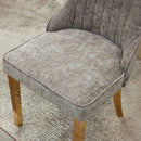 Rayon Cloth Flocking Chenille Dining Chairs Channel Kitchen Dinner Chair Comfy Fabric Upholstered Accent Chair for Dining Room with Golden Stainless Steel Plating Legs,Set of 2 (Gray), SW1647GY