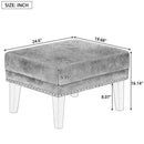 Mirod Vintage Distressed Ottoman,Classic Riveted Footrest with Solid Wood Legs for Living Room, Bedroom & Study