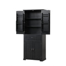 Bathroom Storage Cabinet with Doors and Drawer, Multiple Storage Space, Adjustable Shelf, Black (Old Sku:WF308204AAB)