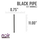 1/2 in. x 11 in. Prefinished Matte Black Pipe