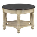 Vintage Oval Coffee Table with Drawer and Storage Shelf, Antique Cocktail Table in 45', French Country Accent Table for Living Room,Beige and Espresso