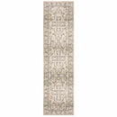 9' X 12' Beige And Ivory Medallion Area Rug