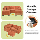 Convertible Sofa Bed Sectional Sofa Sleeper L-Shaped Sofa With A Storage Ottoman, Two Pillows, Two Power Sockets And Two USB Ports For Living Room