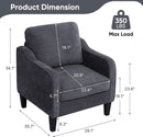 Dark Grey Mid Century Modern Accent Chair For Living Room