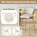 26' Counter Height Bar Stools Set of 2, 180° Swivel Upholstered Barstools with Backs and Metal Legs, Bar Stools for Kitchen Island, Cafe, Pub,