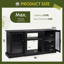 Retro TV Stand For 65 Inch TV With Storage And Open Shelves Black