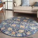 2' X 3' Navy Blue Floral Power Loom Area Rug