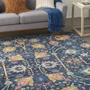 2' X 3' Navy Blue Floral Power Loom Area Rug