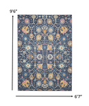 2' X 3' Navy Blue Floral Power Loom Area Rug